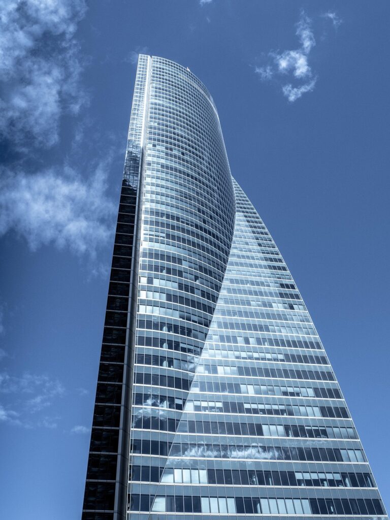 torres, madrid, darling, clouds, nature, buildings, crystal, madrid skyscraper, urban, business towers, spain, architecture in spain, castilian, building, architecture, city